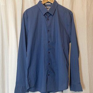Express 1MX Blue Slim Fit Dress Shirt Size XL (17-17.5)